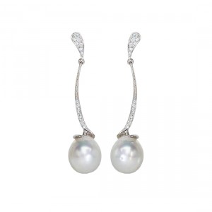 Pendientes Oro Blanco, Brillantes y Perlas Australianas 2