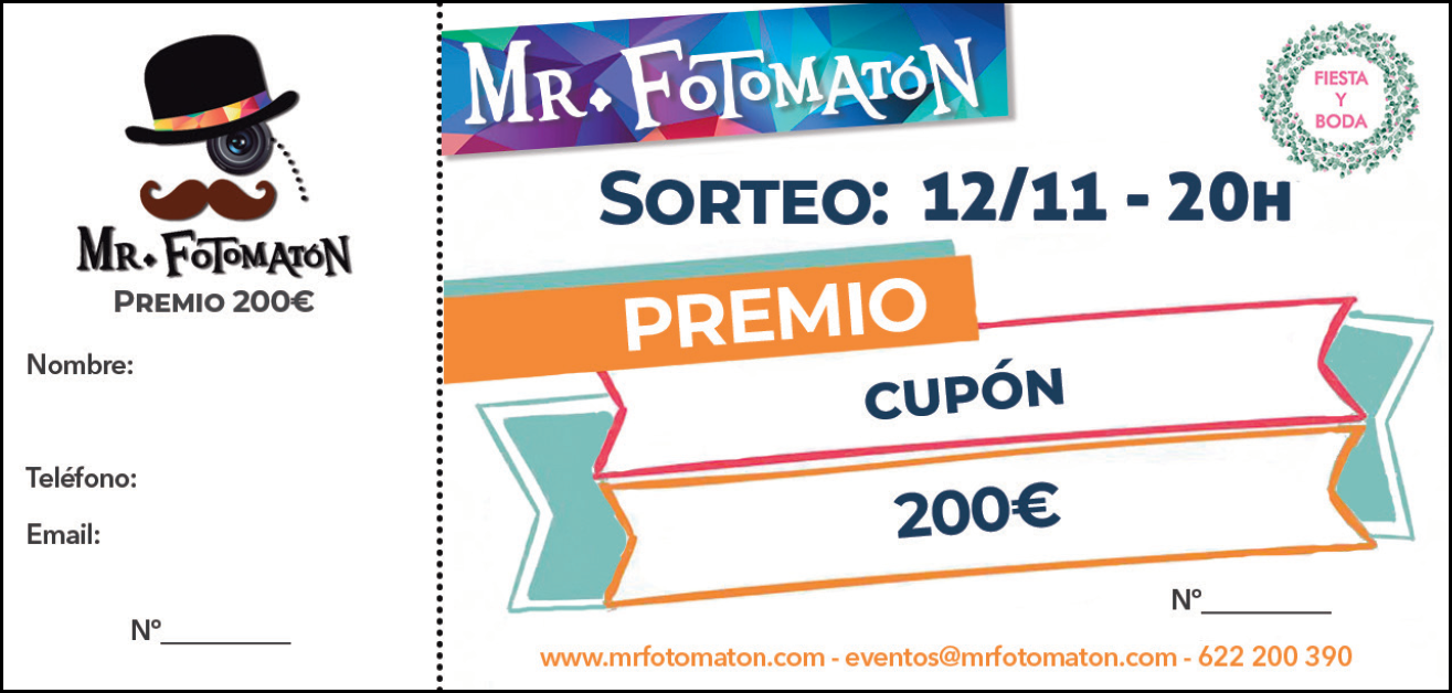 Lee más sobre el artículo Mr. Fotomatón sortea en Fiesta y Boda dos bonos de 200€